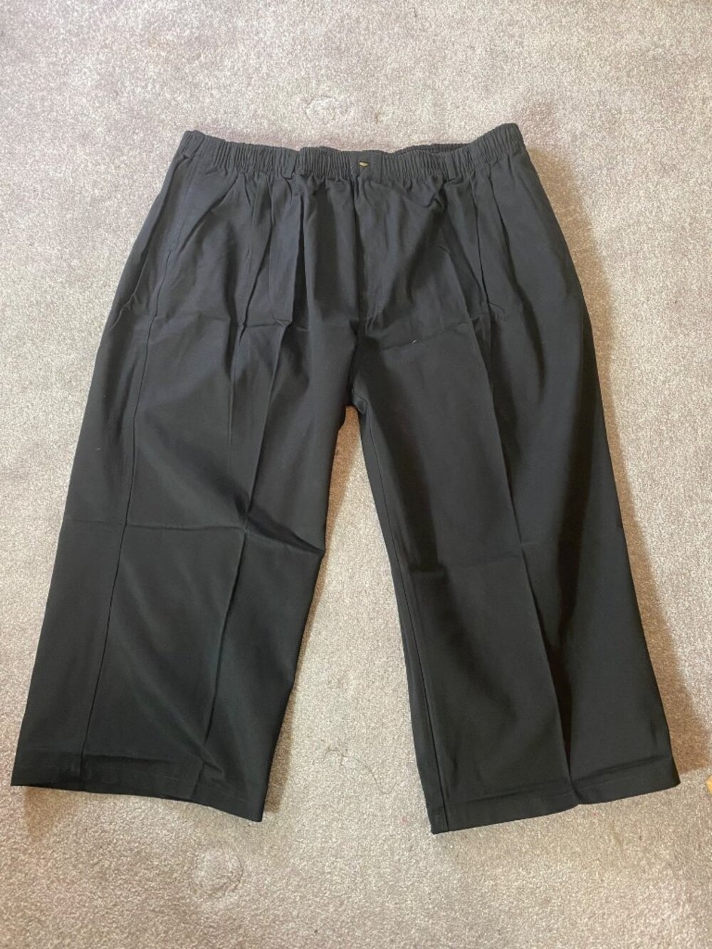 NWT Creekwood Mens Black Elastic Waist Cotton Cropped Pants Size 62 Reg